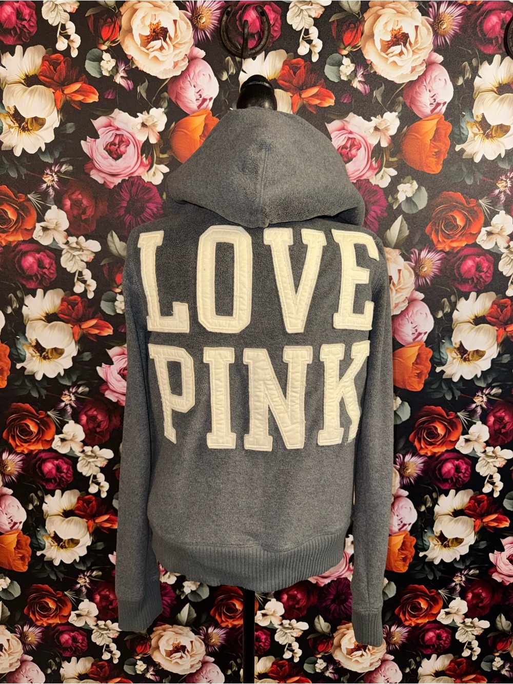 PINK Victoria's Secret Gray Fleece Sherpa-Lined Zip Hoodie, Vintage & RARE, M